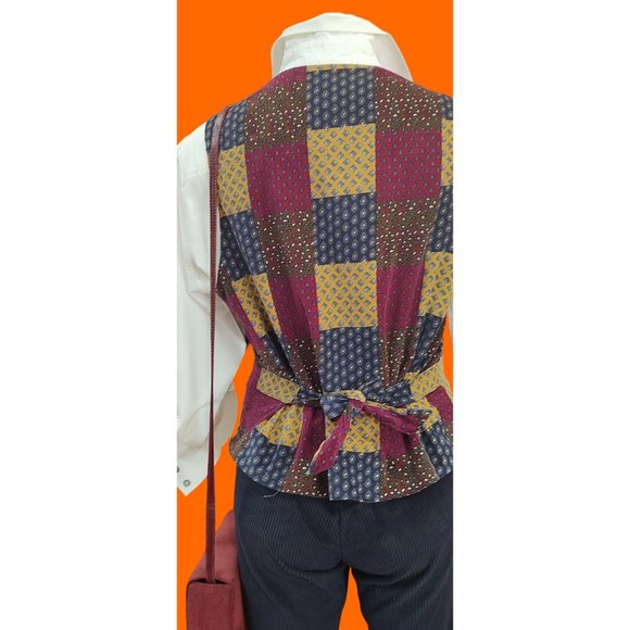 1980's-90's Gina Peters Sport Patchwork Paisley Vest - Picture 2 of 14
